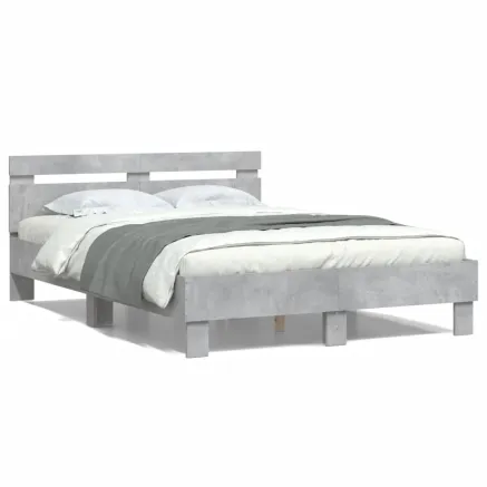 Cadre de lit sans matelas gris béton 135x190 cm 2