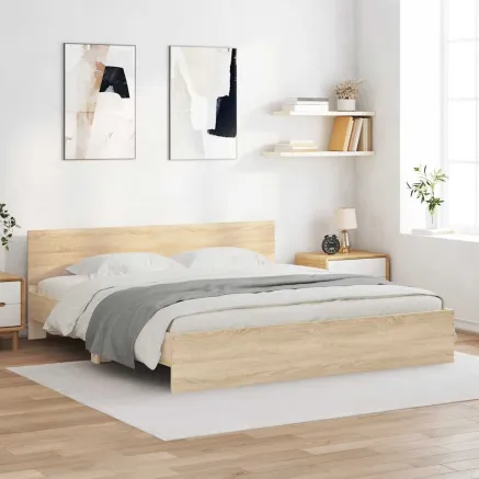 Cadre de lit sans matelas chêne sonoma 200x200 cm