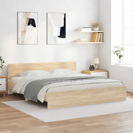 Cadre de lit sans matelas chêne sonoma 200x200 cm