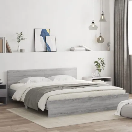 Cadre de lit sans matelas sonoma gris 200x200 cm