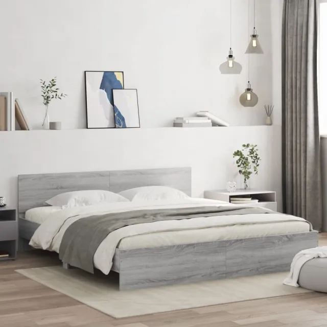 Cadre de lit sans matelas sonoma gris 200x200 cm