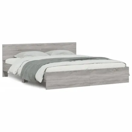Cadre de lit sans matelas sonoma gris 200x200 cm 2