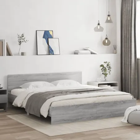 Cadre de lit sans matelas sonoma gris 180x200 cm