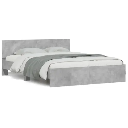 Cadre de lit sans matelas gris béton 140x190 cm 2