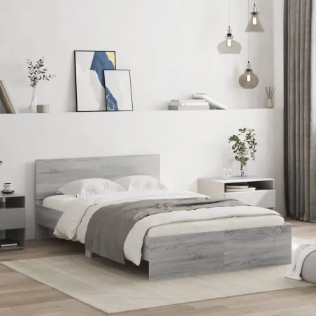 Cadre de lit sans matelas sonoma gris 135x190 cm
