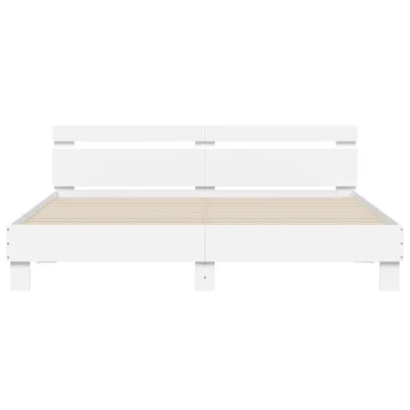 Cadre de lit avec LED sans matelas blanc 200x200 cm