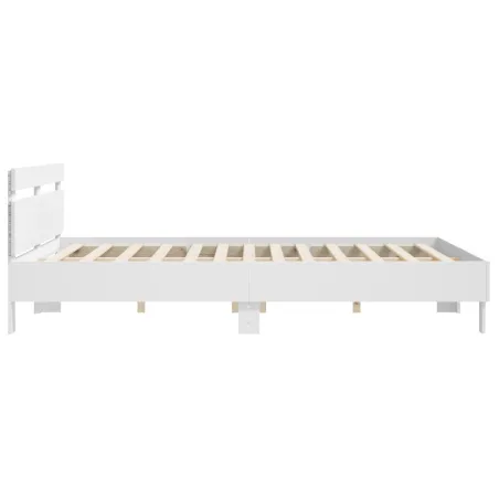 Cadre de lit avec LED sans matelas blanc 200x200 cm