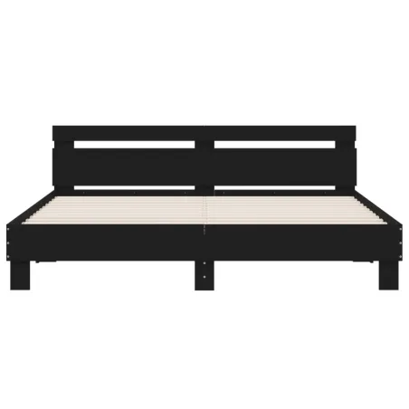 Cadre de lit avec LED sans matelas noir 200x200 cm