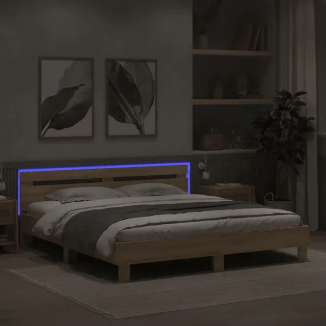 Cadre de lit avec LED sans matelas chêne sonoma 200x200 cm