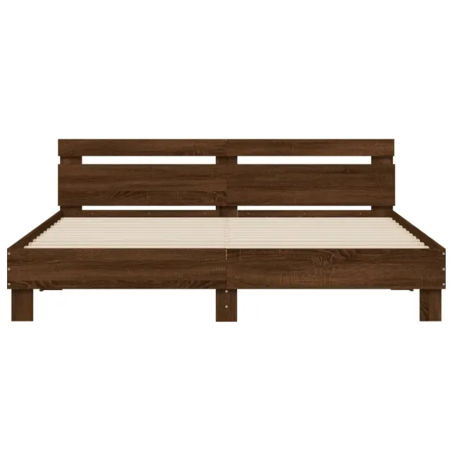 Cadre de lit avec LED sans matelas chêne marron 200x200 cm