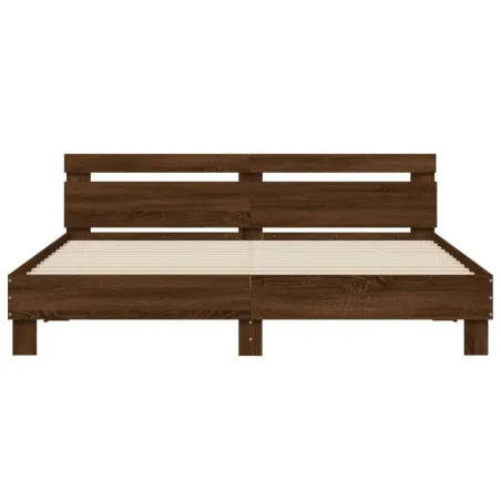 Cadre de lit avec LED sans matelas chêne marron 200x200 cm