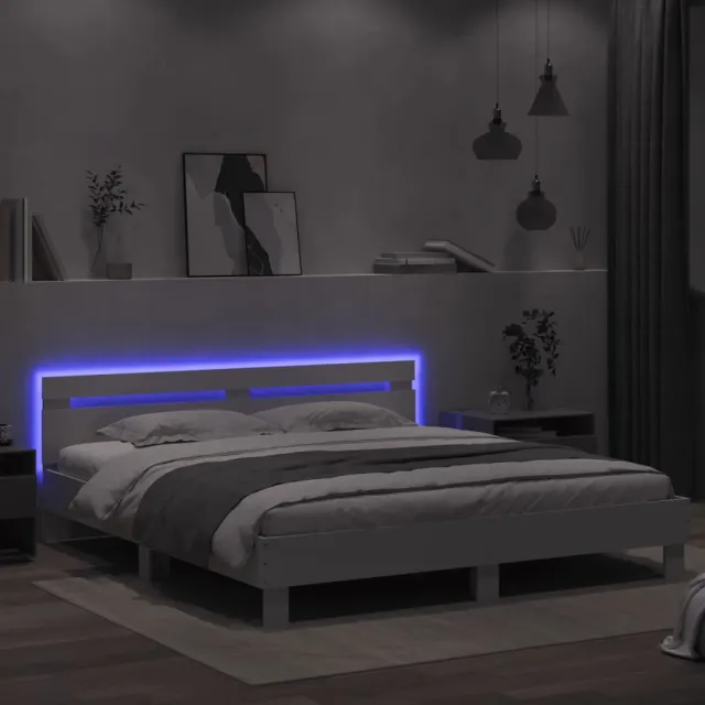 Cadre de lit avec LED sans matelas blanc 180x200 cm