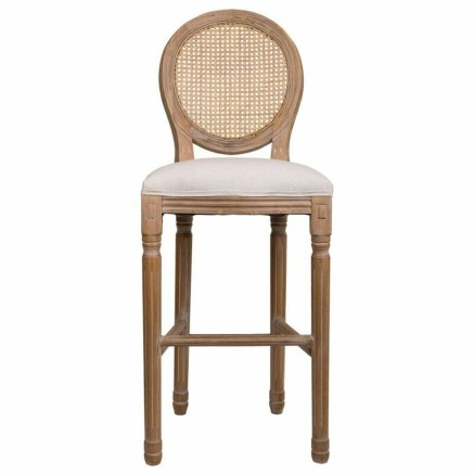 Sgabello Alexandra House Living Crema Rattan Legno d'albero della gomm 2