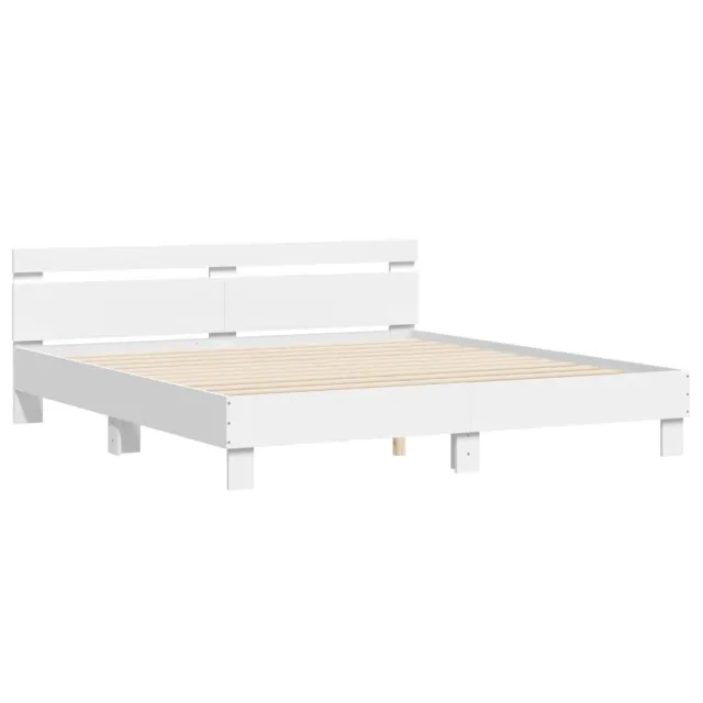 Cadre de lit avec LED sans matelas blanc 160x200 cm