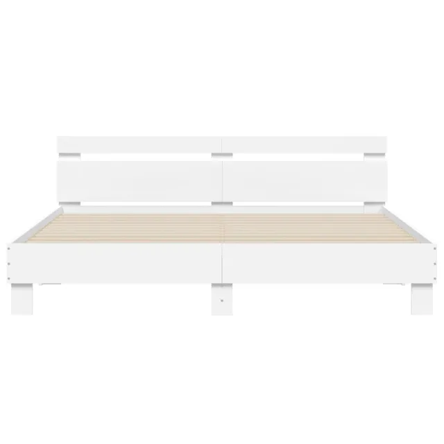 Cadre de lit avec LED sans matelas blanc 160x200 cm