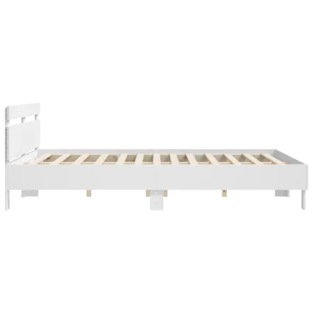 Cadre de lit avec LED sans matelas blanc 160x200 cm