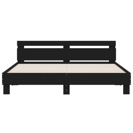Cadre de lit avec LED sans matelas noir 160x200 cm