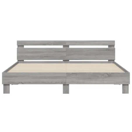 Cadre de lit avec LED sans matelas sonoma gris 160x200 cm