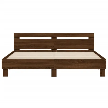 Cadre de lit avec LED sans matelas chêne marron 160x200 cm