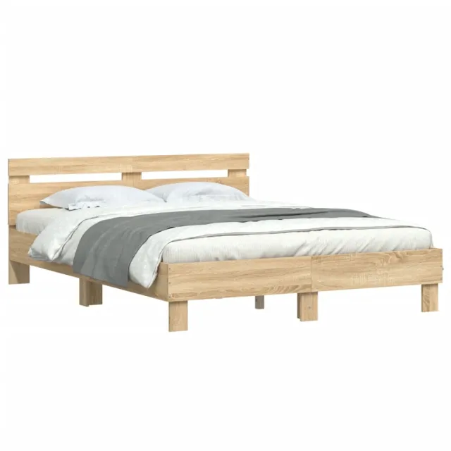 Cadre de lit avec LED sans matelas chêne sonoma 150x200 cm