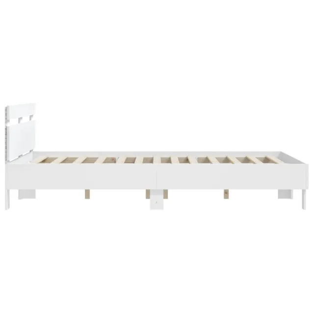 Cadre de lit avec LED sans matelas blanc 140x200 cm