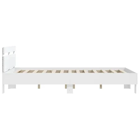 Cadre de lit avec LED sans matelas blanc 140x200 cm