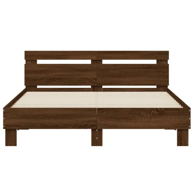 Cadre de lit avec LED sans matelas chêne marron 140x200 cm