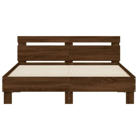 Cadre de lit avec LED sans matelas chêne marron 140x200 cm