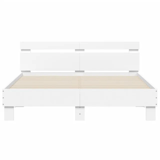 Cadre de lit avec LED sans matelas blanc 140x190 cm