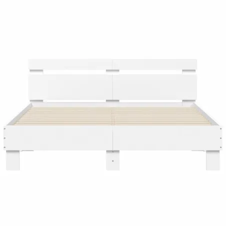 Cadre de lit avec LED sans matelas blanc 140x190 cm