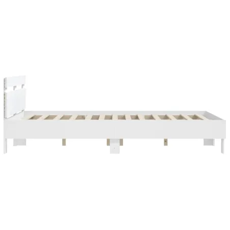 Cadre de lit avec LED sans matelas blanc 140x190 cm