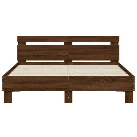Cadre de lit avec LED sans matelas chêne marron 140x190 cm