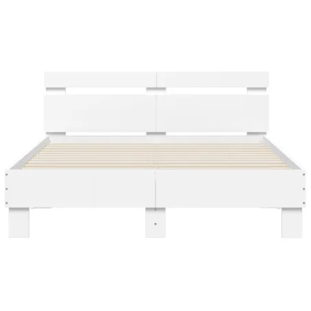 Cadre de lit avec LED sans matelas blanc 135x190 cm