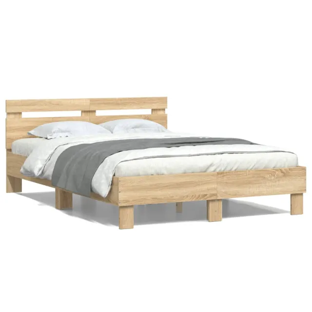 Cadre de lit avec LED sans matelas chêne sonoma 135x190 cm