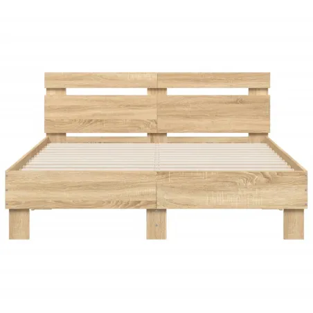 Cadre de lit avec LED sans matelas chêne sonoma 135x190 cm