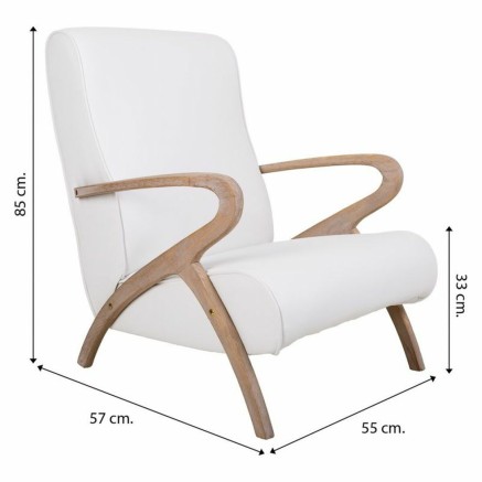 Fauteuil Alexandra House Living Blanc 55 x 85 x 57 cm Rembourrage Cuir 2
