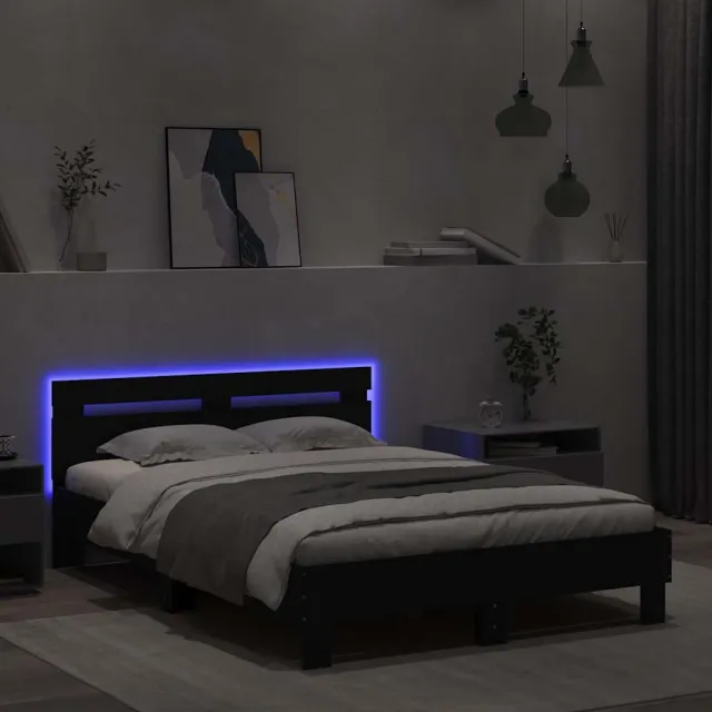 Cadre de lit avec LED sans matelas noir 120x190 cm