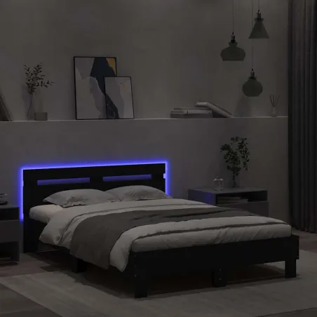 Cadre de lit avec LED sans matelas noir 120x190 cm