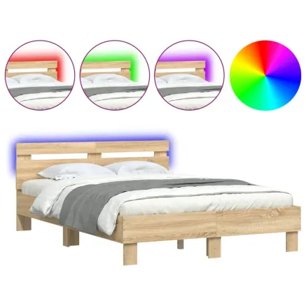 Cadre de lit avec LED sans matelas chêne sonoma 120x190 cm 2