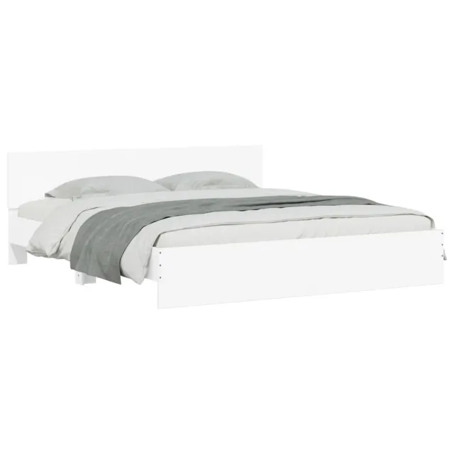 Cadre de lit avec LED sans matelas blanc 200x200 cm