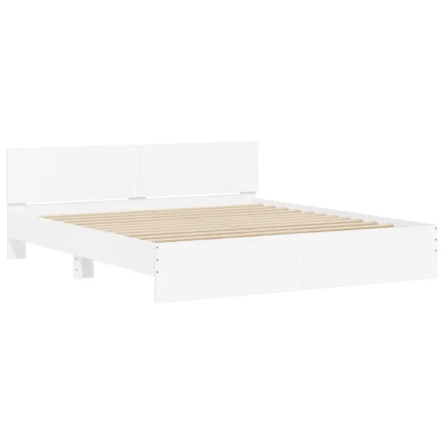 Cadre de lit avec LED sans matelas blanc 200x200 cm