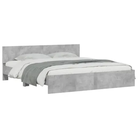 Cadre de lit avec LED sans matelas gris béton 200x200 cm