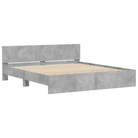 Cadre de lit avec LED sans matelas gris béton 200x200 cm