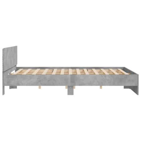 Cadre de lit avec LED sans matelas gris béton 200x200 cm