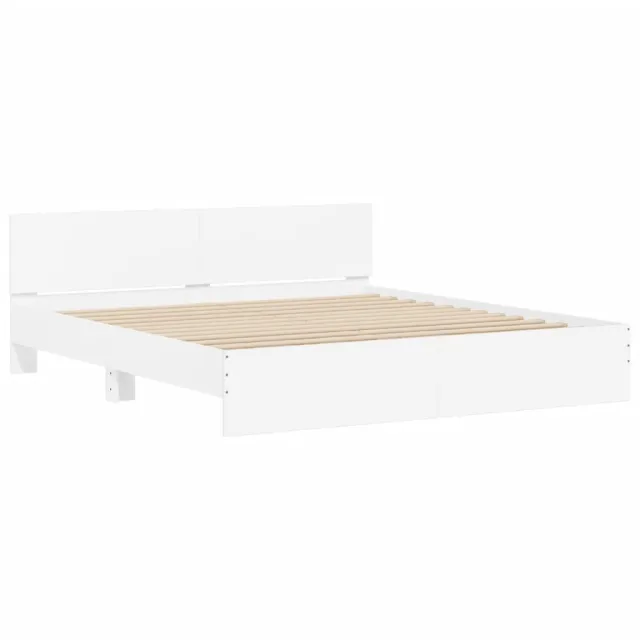 Cadre de lit avec LED sans matelas blanc 180x200 cm