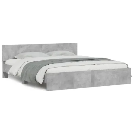 Cadre de lit avec LED sans matelas gris béton 180x200 cm