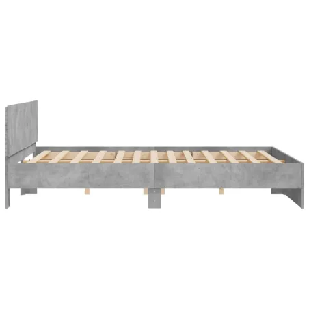 Cadre de lit avec LED sans matelas gris béton 180x200 cm