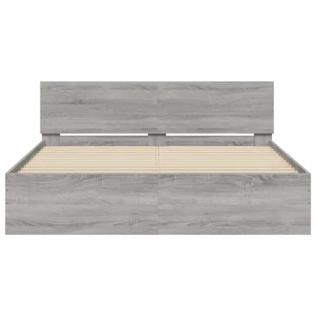 Cadre de lit avec LED sans matelas sonoma gris 160x200 cm