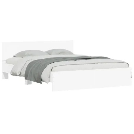 Cadre de lit avec LED sans matelas blanc 150x200 cm