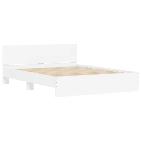 Cadre de lit avec LED sans matelas blanc 150x200 cm